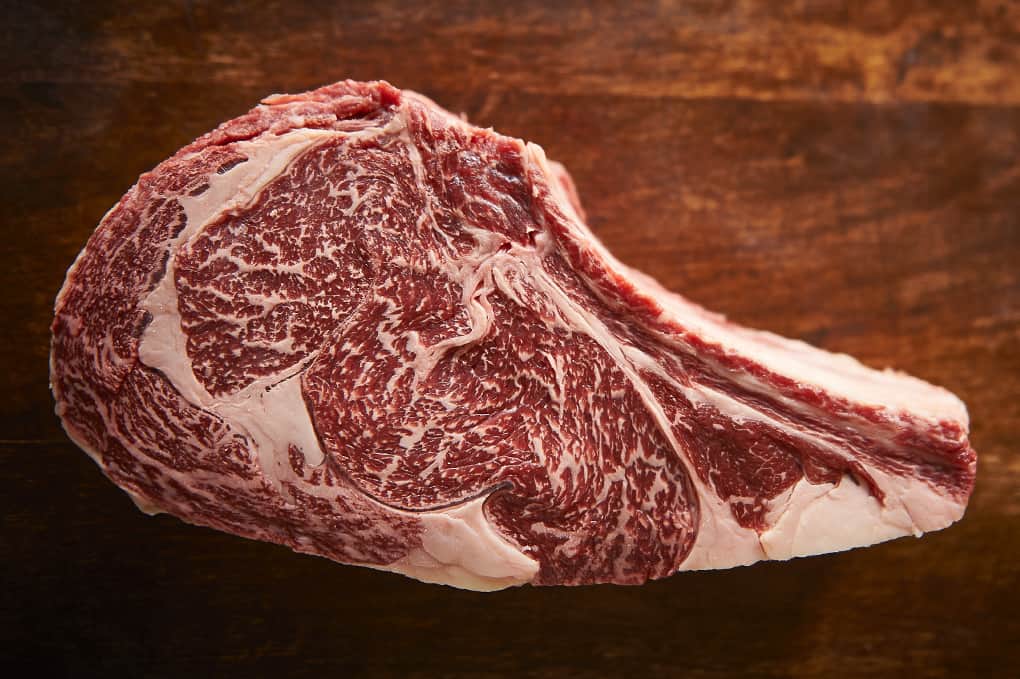 2GR Full Blood Wagyu MB-9+ Rib Eye on the bone 800g